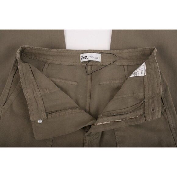 Zara Womens High Rise Canvas Cargo Pants Straight Leg US 0 EU 32 6929/465 NWOT - Picture 6 of 7